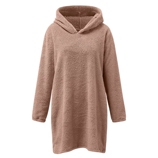 Autumn Winter Hoodies Women Long Sleeve Bear Ear Hood Sweatshirts Plush Warm Sweatshirt Dress for Female Clothing Sudadera Mujer