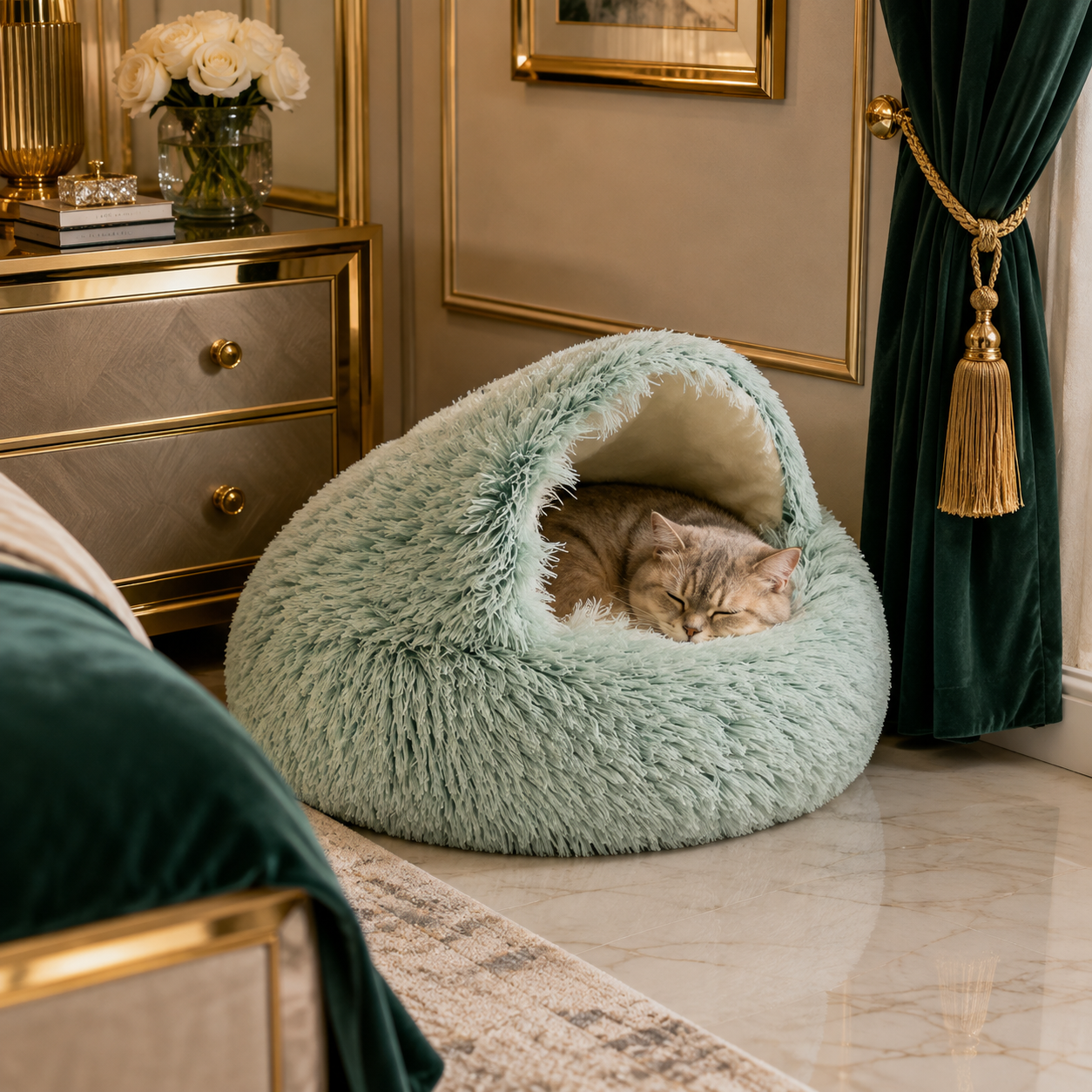 Cozy Plush Pet Bed for Cats & Small Dogs