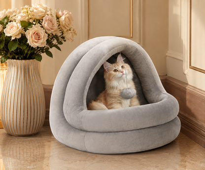 Cozy Cat & Small Pet Cave Bed – Soft Indoor Sleeping Nest.