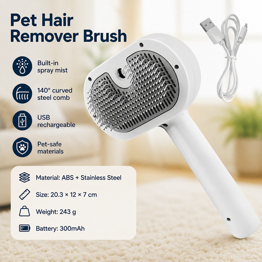 Pet Hair Remover Brush – Self-Cleaning Grooming Tool for Dogs & Cats