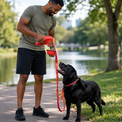 4-in-1 Retractable Dog Leash with Water Bottle & Bowl