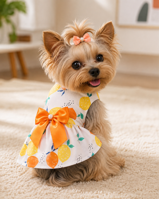 Small Dog & Puppy Floral Pet Dress With Bow