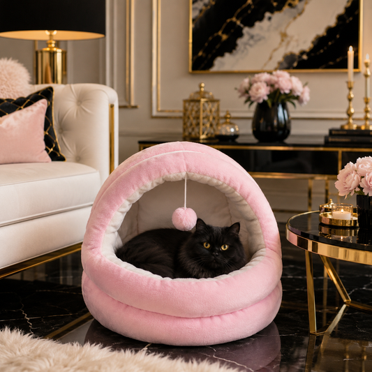 Cozy Cat & Small Pet Cave Bed – Soft Indoor Sleeping Nest.