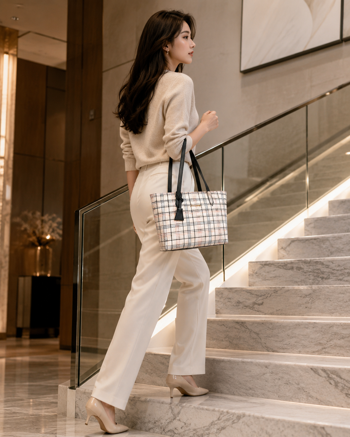 Plaid Printed Tote Bag