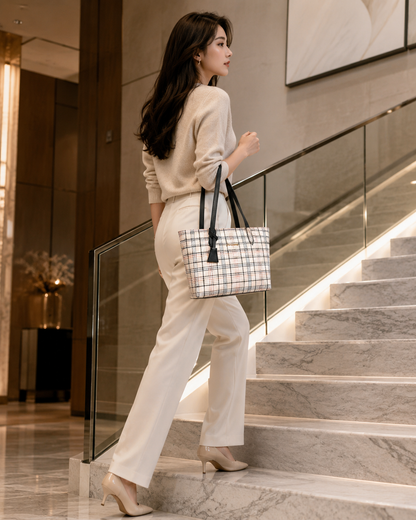 Plaid Printed Tote Bag