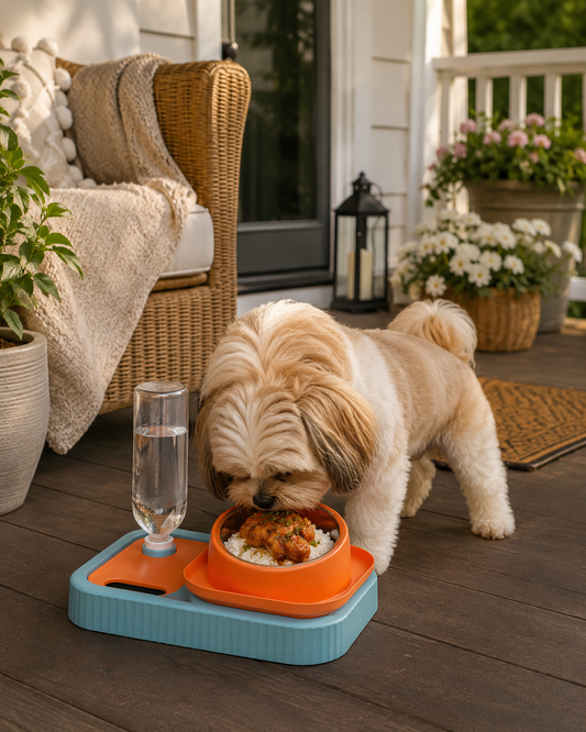 3-in-1 Elevated Pet Bowl with Water Dispenser