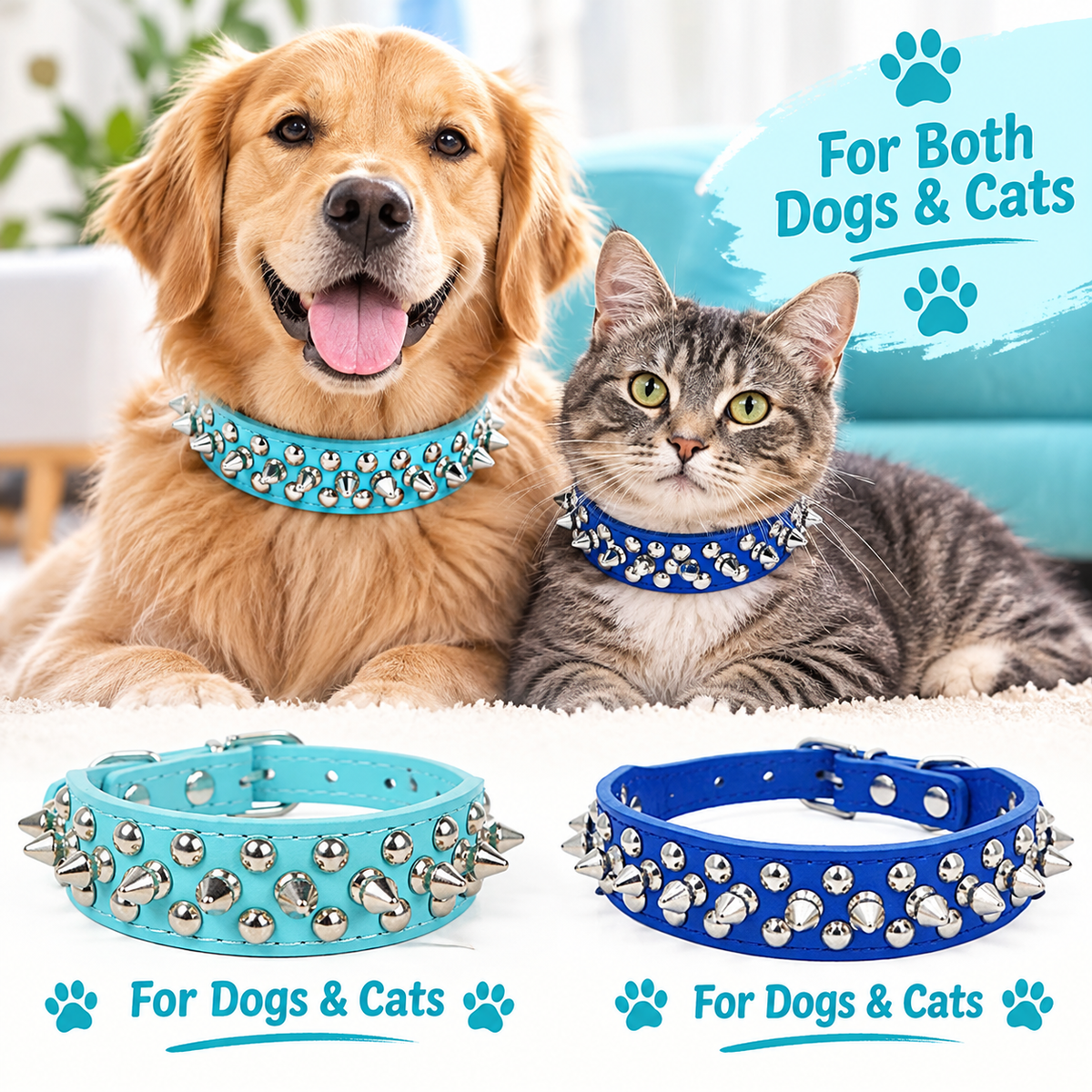 Rebel Studded Spiked Cat and Dog Collar