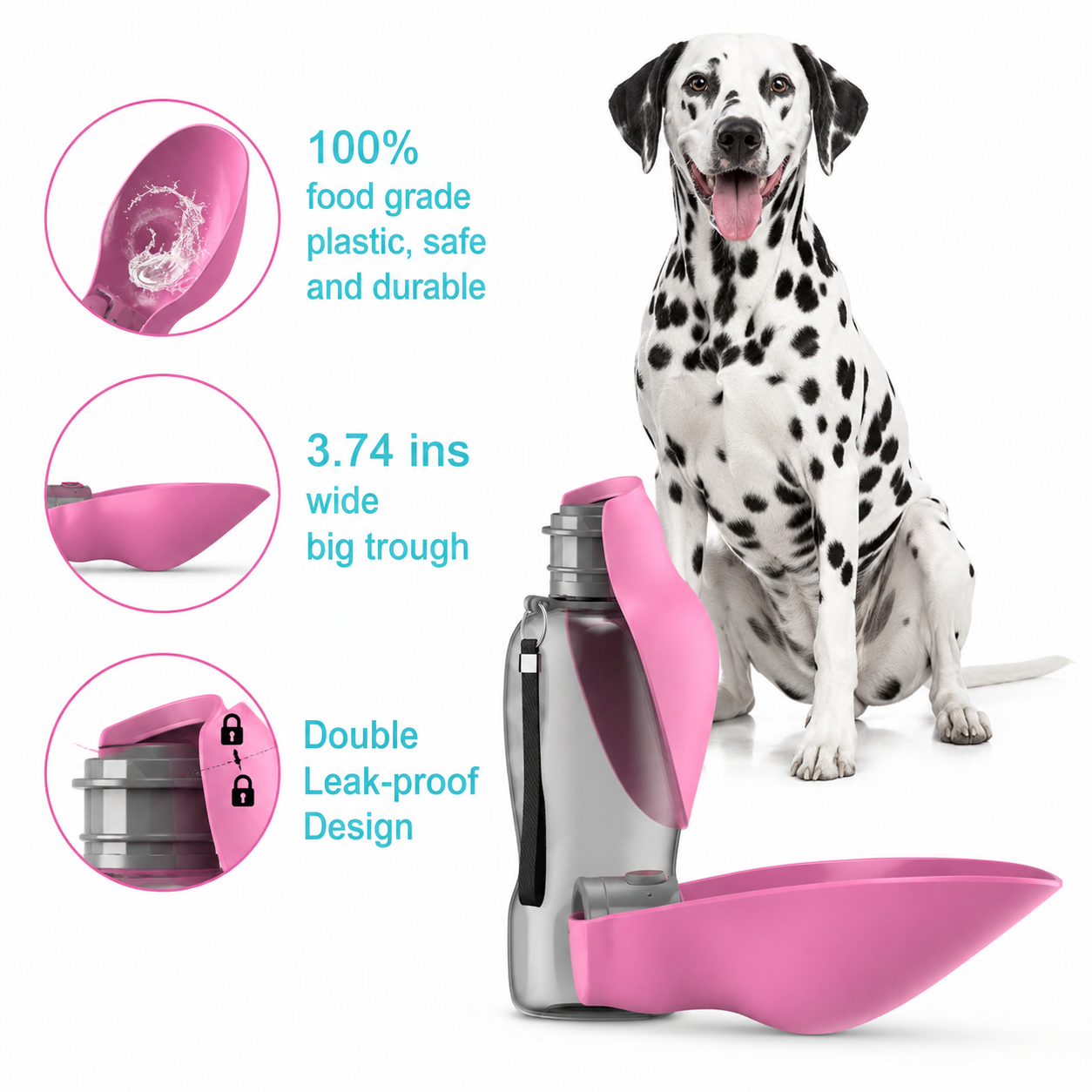 800Ml Dogs Water Bottle Portable High Capacity Leakproof Pet Foldable Drinking Bowl