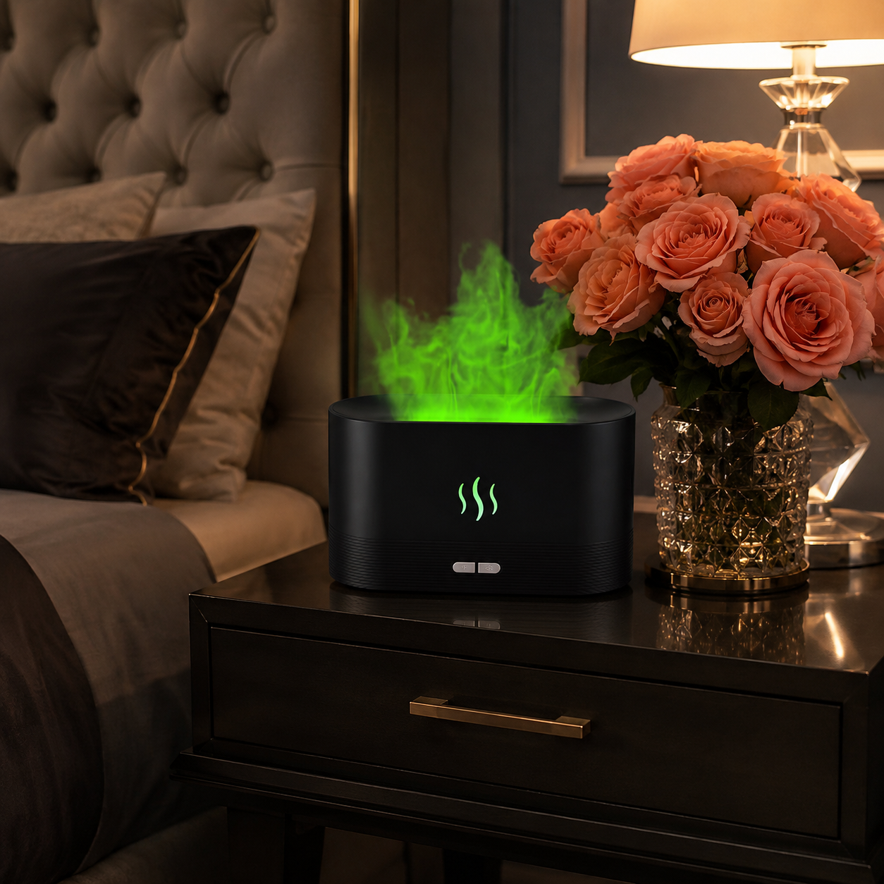 Ultrasonic Flame Mist Humidifier & Essential Oil Diffuser
