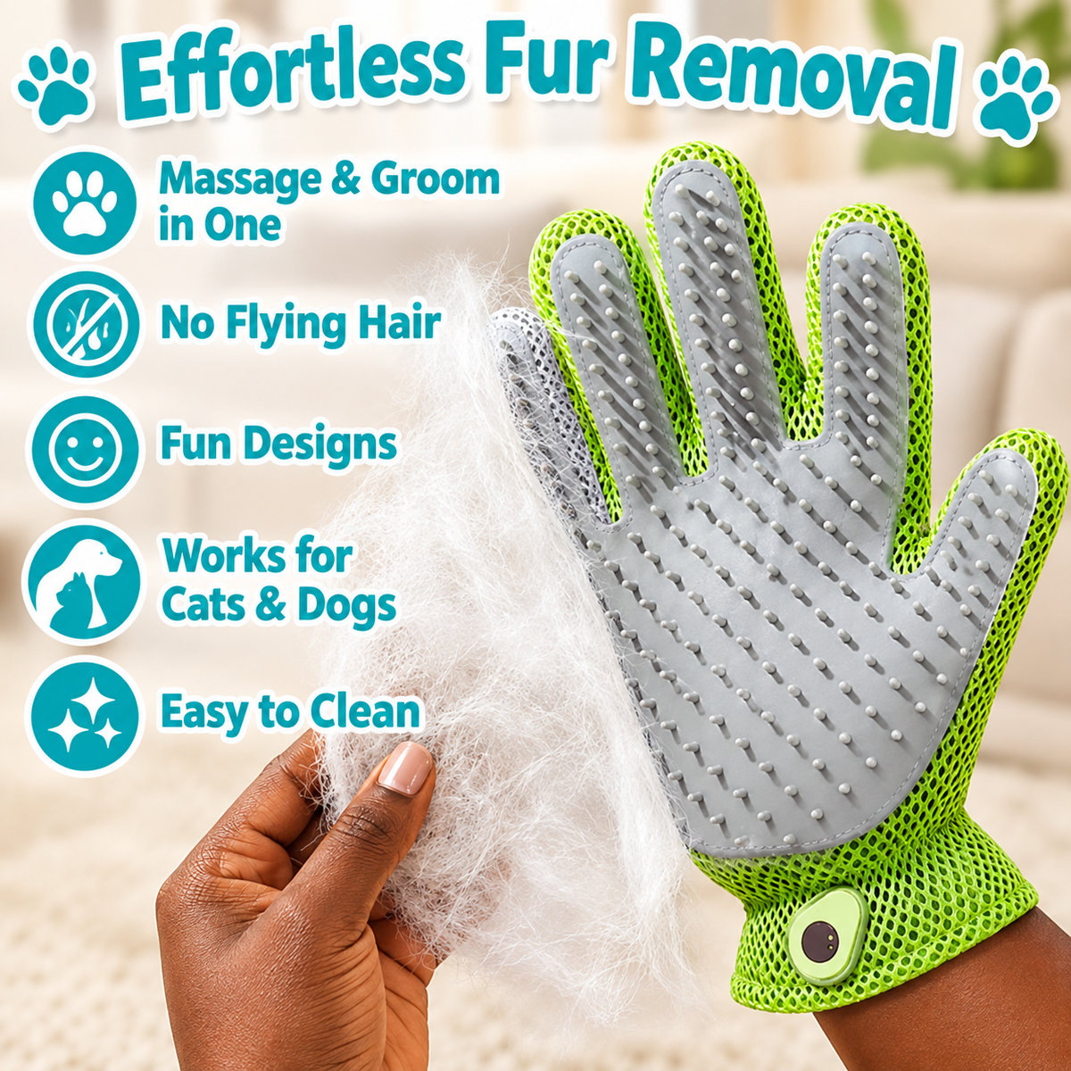 Pet Grooming Gloves – Deshedding & Massage Gloves for Cats & Dogs