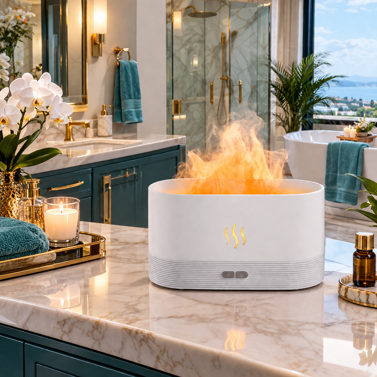 Ultrasonic Flame Mist Humidifier & Essential Oil Diffuser