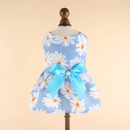 Pet  Print Dress With Bow