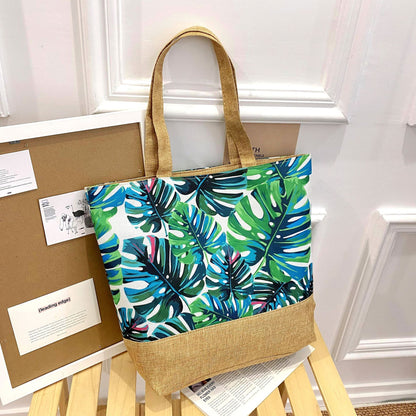 Artisan Design Cotton Linen Zip Tote Bag