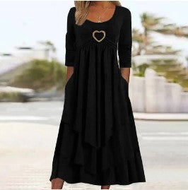 Heart Accent Layered High-Waist Dress