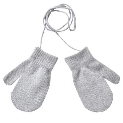 Kids Gloves 13*6Cm 1-4 Years Children Winter Warm Gloves Patchwork Knitted Cute Handschoenen with String Hand Gloves Guantes