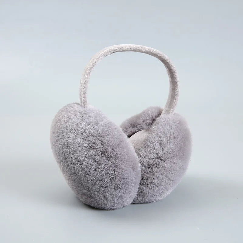 Winter Warm Ear Muffs Girl Fluffy Fold Burger Shape Children Headphone Earmuffs Soft Cashmere Solid Cute Warmer Fake Fur Earlap