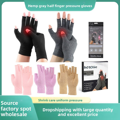 Hemp Gray/Black Half-Finger Compression Gloves – Fitness & Rehab
