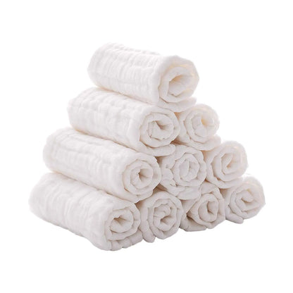 10Pcs Baby Muslin Washcloths Cotton Baby Wipes Soft Newborn Baby Face Towel for Sensitive Skin Baby Organic White Towels