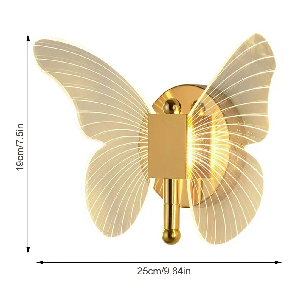 LED Butterfly Acrylic Wall Lamp Indoor Lighting Bedroom Bedside Living Room Staircase Decoration Lighting Wall Lamp