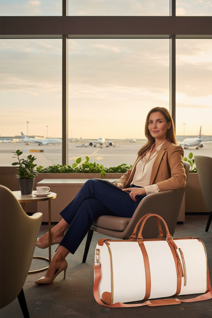 Airport Lounge Lifestyle with Product Bag