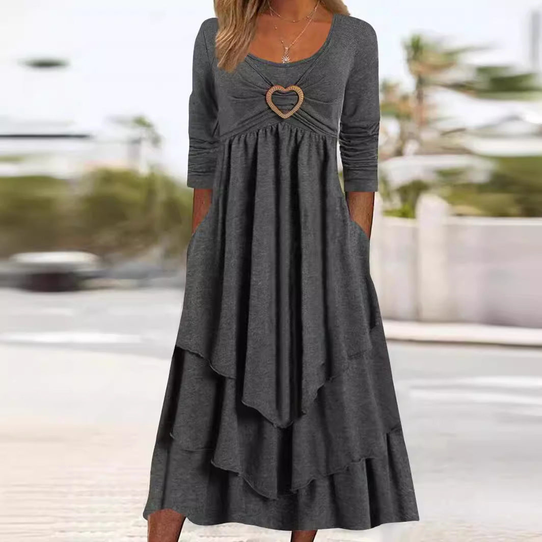 Heart Accent Layered High-Waist Dress