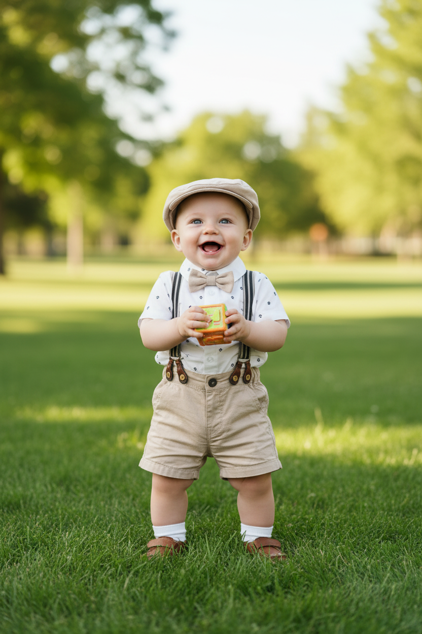 Baby boy 7-piece outfit in park