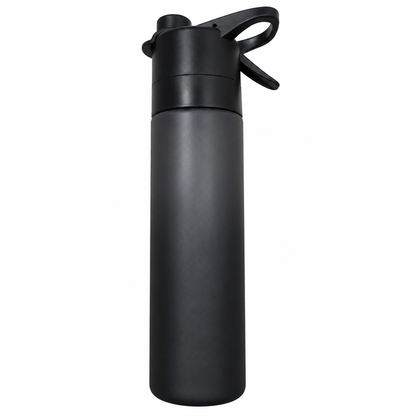 Black water bottle on white background
