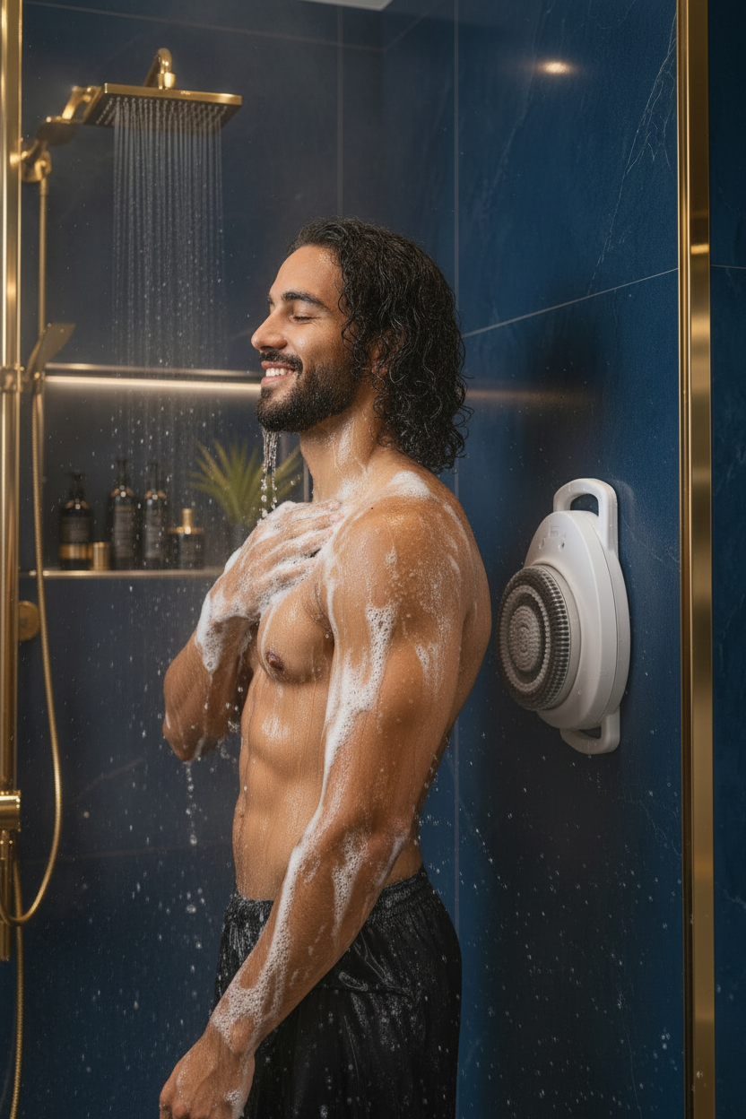 Body Scrubbing Device - Soapsuds on Skin