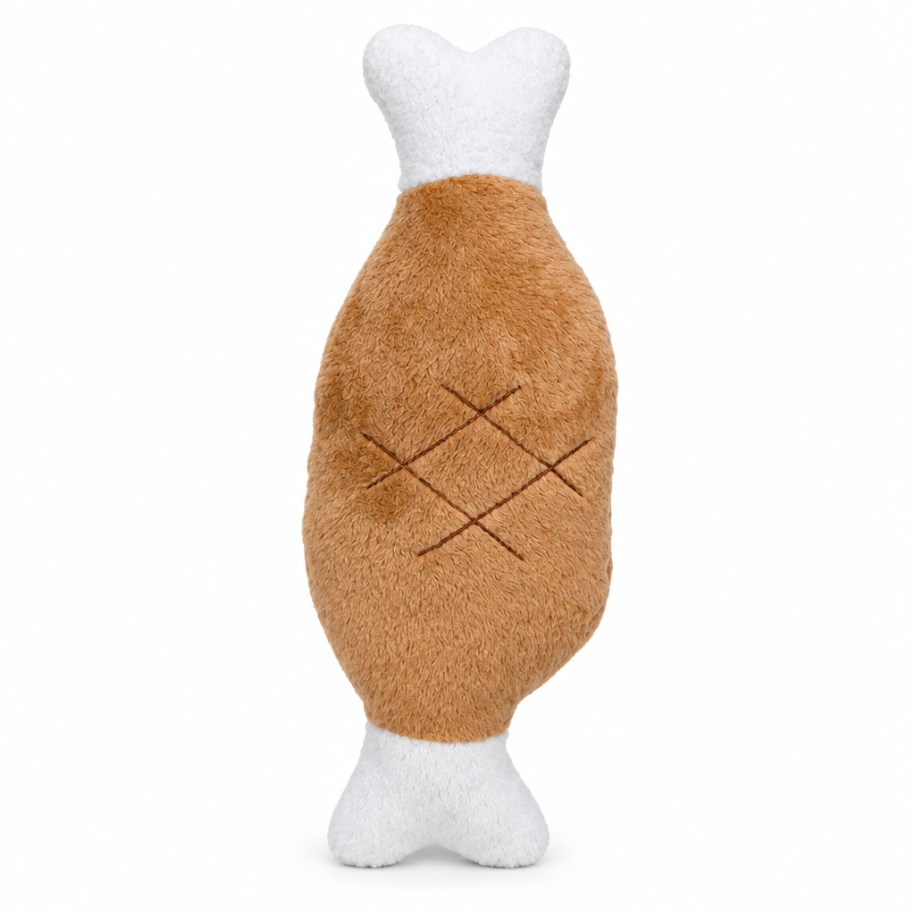 Brown chicken legs plush toy on a white background