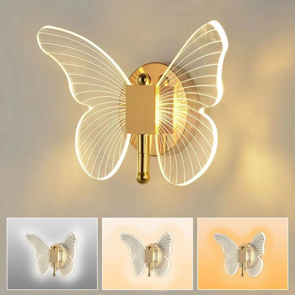 LED Butterfly Acrylic Wall Lamp Indoor Lighting Bedroom Bedside Living Room Staircase Decoration Lighting Wall Lamp