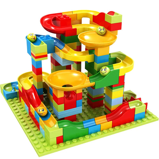 New 330PCS Mini Size Funnel Slide Building Blocks Marble Race Run Track Maze Ball Building Blocks Set Assemble Bricks Kids Toys