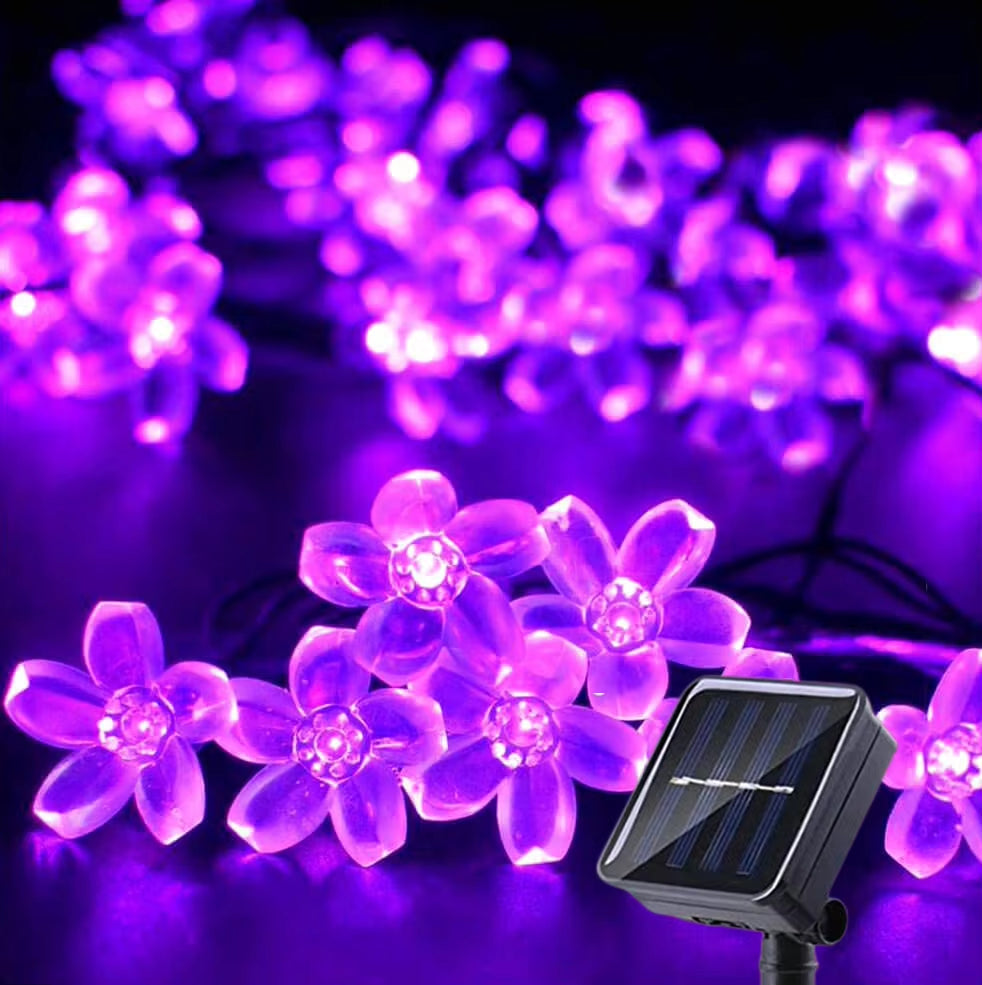 Solar Garden Lights Outdoor Solar Flower String Lights Solar Outdoor Lights Waterproof Flower Lights Garden Decoration Outdoor