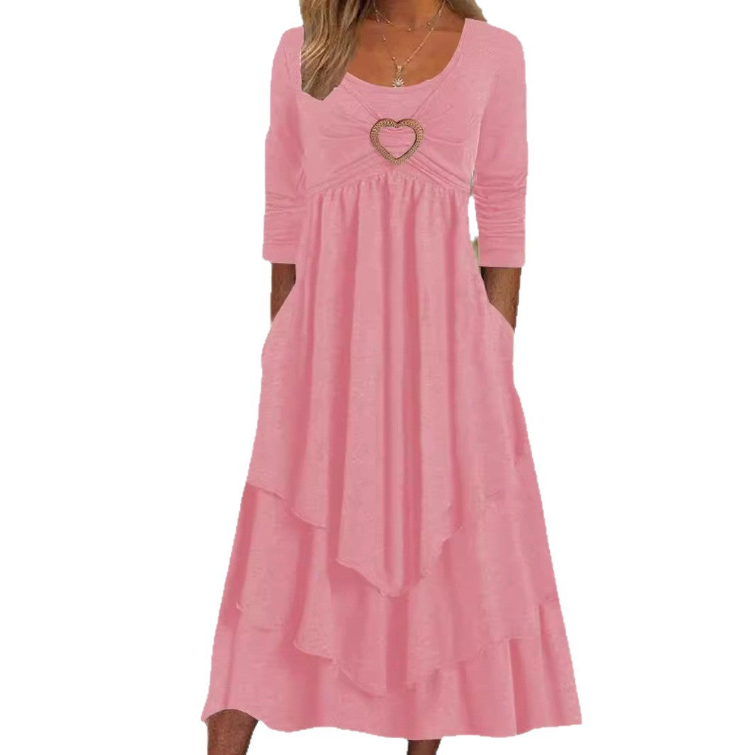 Heart Accent Layered High-Waist Dress