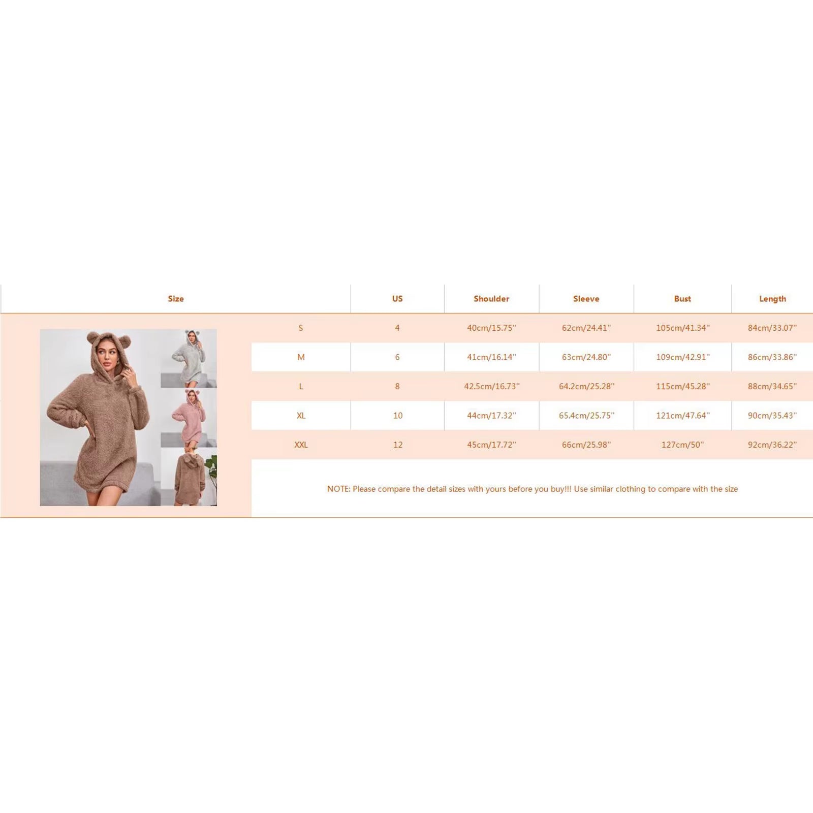 Autumn Winter Hoodies Women Long Sleeve Bear Ear Hood Sweatshirts Plush Warm Sweatshirt Dress for Female Clothing Sudadera Mujer