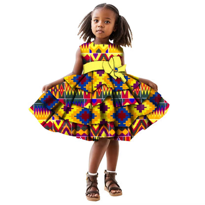 African Women Clothing Kids Dashiki Traditional Cotton Dresses Matching Africa Print Dresses Children Summer BRW WYT76