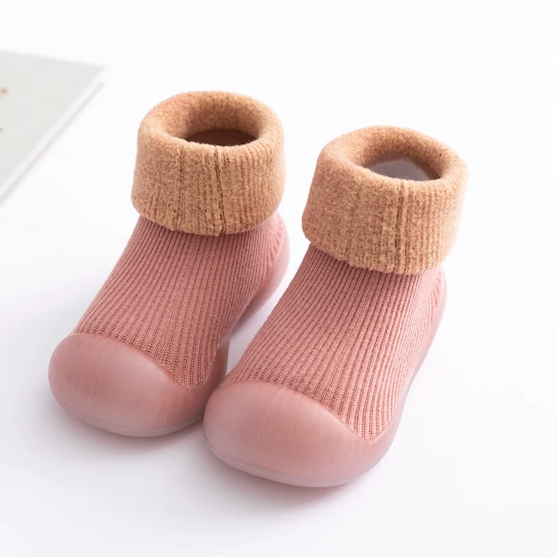 Baby Winter Warm Fluffy Long Sock Shoes Toddler Boys Girls Soft Rubber First Walkers 6M-3T Children Indoor Anti-Slip Floor Shoes