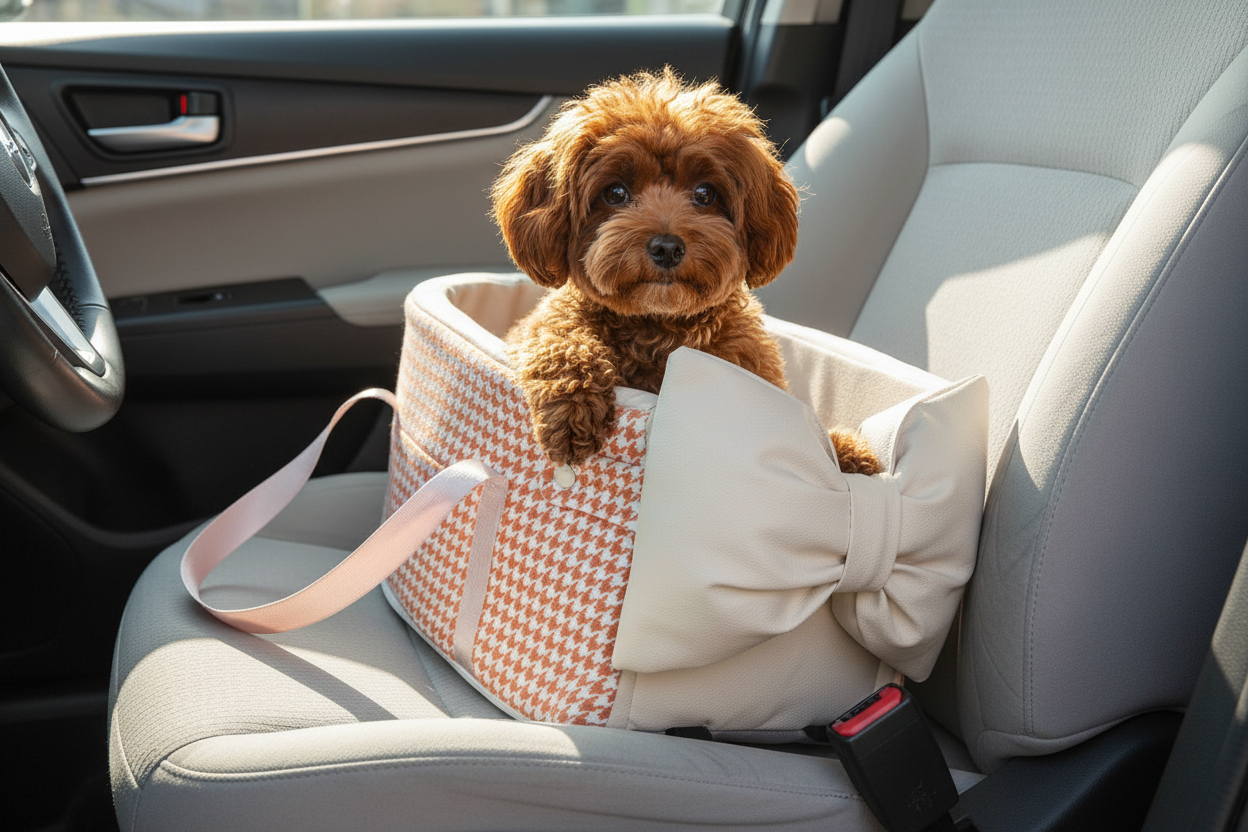 Champagne Carrier on Car Seat - Grounded