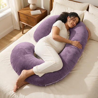 Cozy Velvet-Lavender maternity pillow lifestyle image