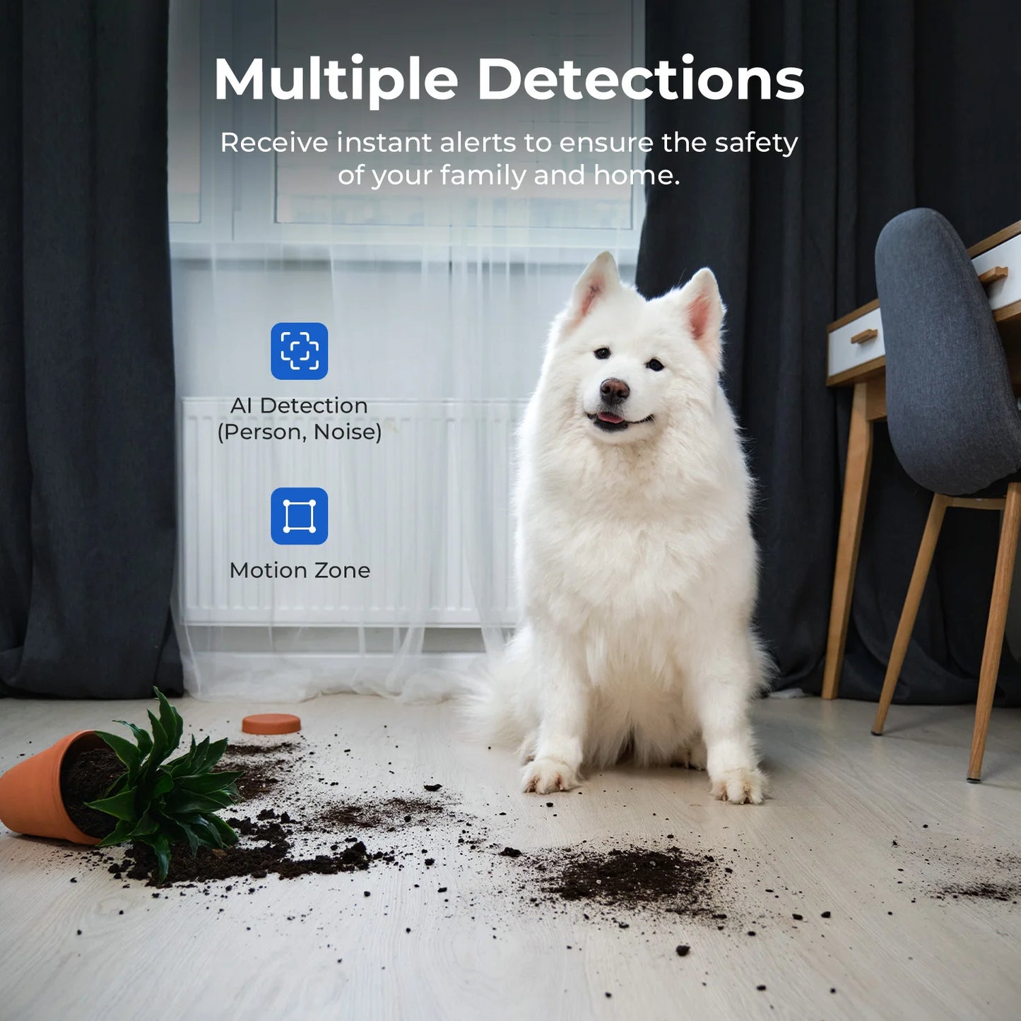 C21 2.5K IP Security Camera Mihome App 360° Night Vision Baby Monitor with App, 2-Way Audio, AI Detection