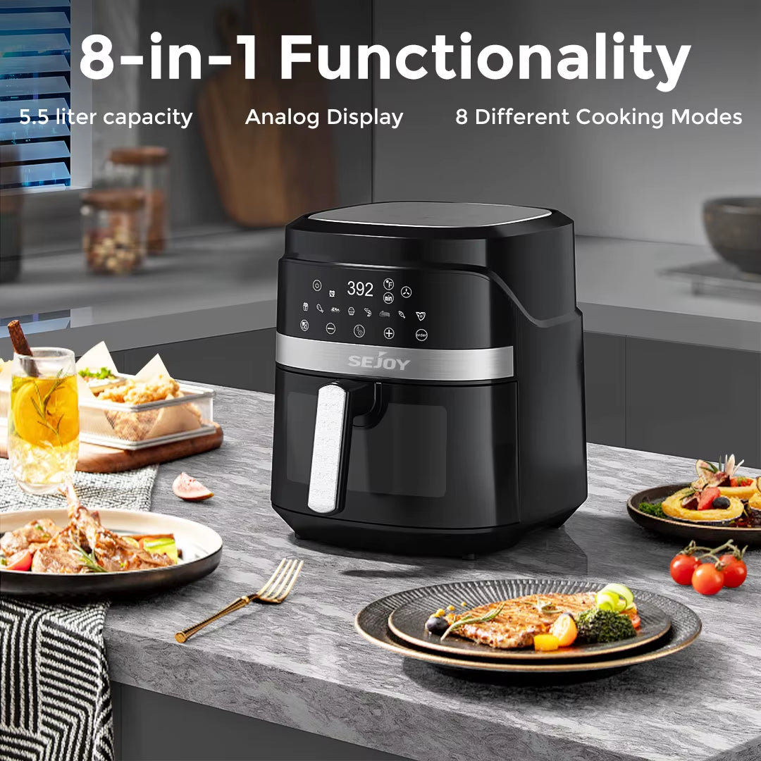Air Fryer 8-In-1,6L Electric Hot Fryer Oven Oilless Cooker,Roast, Bake, plus Bake, Dehydrate, and Keep Food Warm, 120V