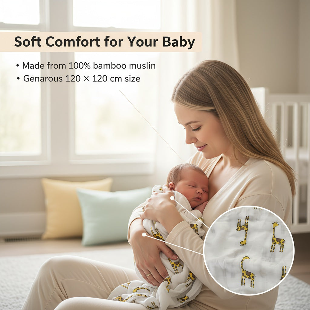 Baby Bamboo Fiber Swaddle Blanket .
