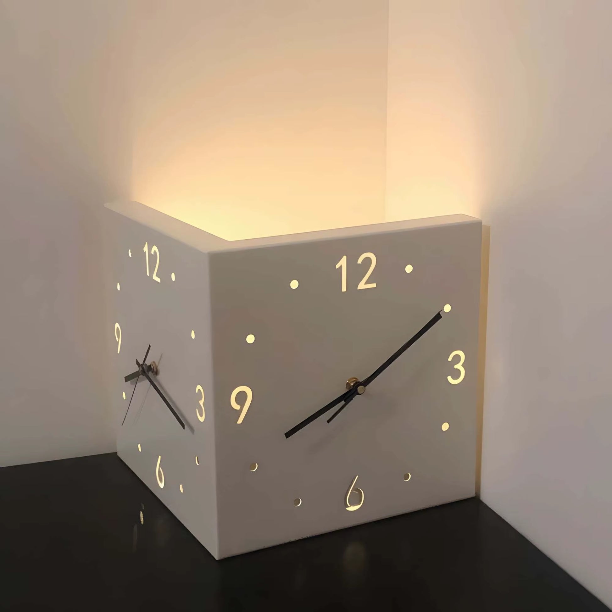 Corner Modern Wall Clock, Stylish Double-Sided Luminous Wall Clock, Sensor Luminous Corner Wall Clock, Mute Wall Clock