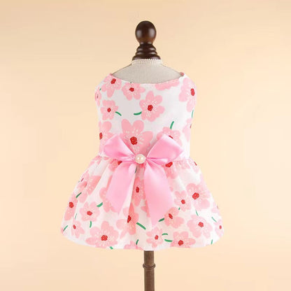 Pet  Print Dress With Bow