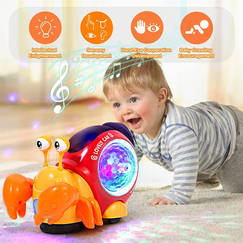 Crawling Crab Baby Toys with Music Light up Interactive Musical Toys for Baby Dancing Crawling Toys Moving Toddler Toys 0 12