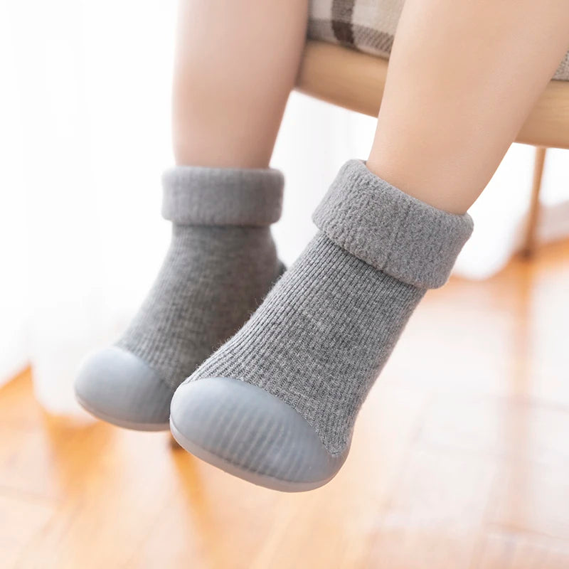 Baby Winter Warm Fluffy Long Sock Shoes Toddler Boys Girls Soft Rubber First Walkers 6M-3T Children Indoor Anti-Slip Floor Shoes