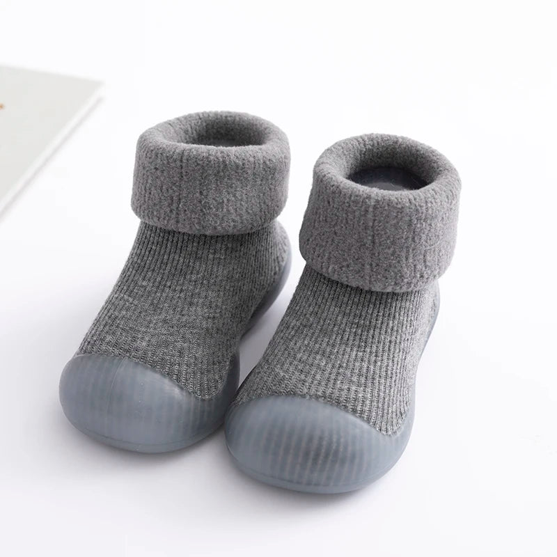 Baby Winter Warm Fluffy Long Sock Shoes Toddler Boys Girls Soft Rubber First Walkers 6M-3T Children Indoor Anti-Slip Floor Shoes