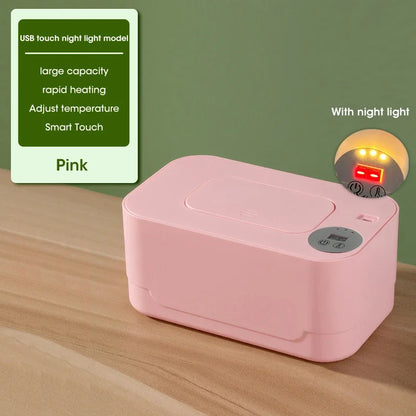 Baby Wipe Warmer Heater with LED Display Wet Towel Dispenser Portable USB Charge Baby Wipe Warmer Napkin Heating Box Home/Car