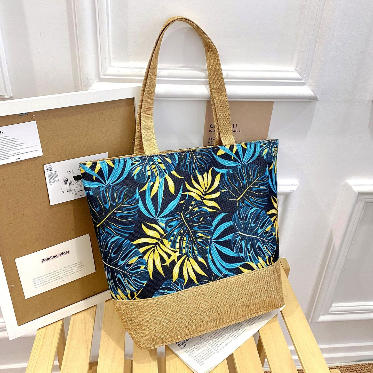 Artisan Design Cotton Linen Zip Tote Bag