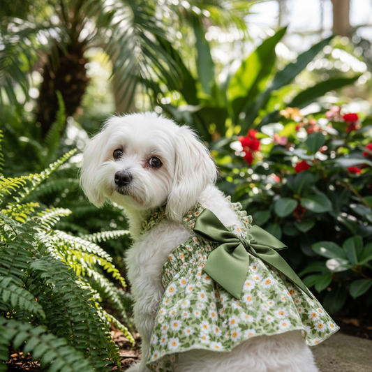 Green Dress - Back View Botanical