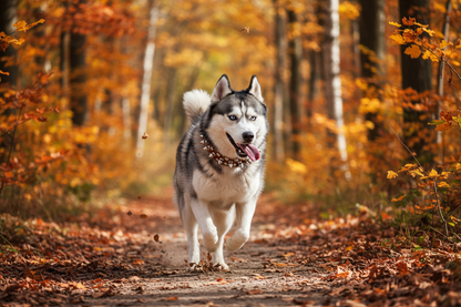 Husky with Brown Spiked Collar